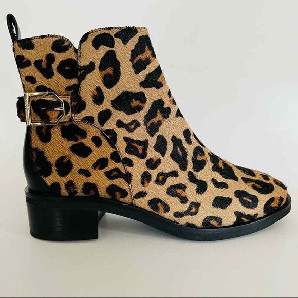 Cole Haan Women Kimberly Waterproof Leopard Print Ankle Bootie 6B Real Fur NWOB - Picture 2 of 14